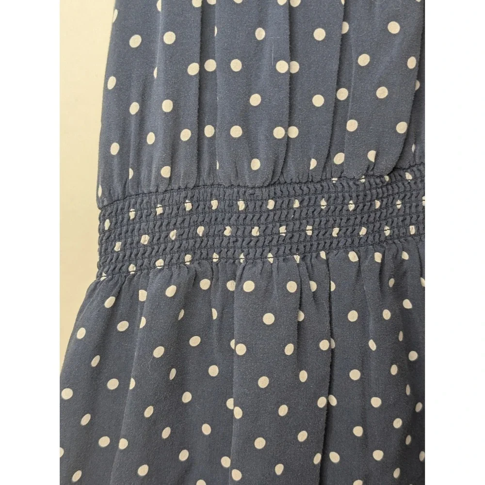 Abercrombie Kids Navy‎ Blue Polka Dot Sleeveless Racerback Smocked Dress Girls L